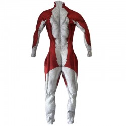 トゥーンレッドウルフマッスルジャンプスーツ