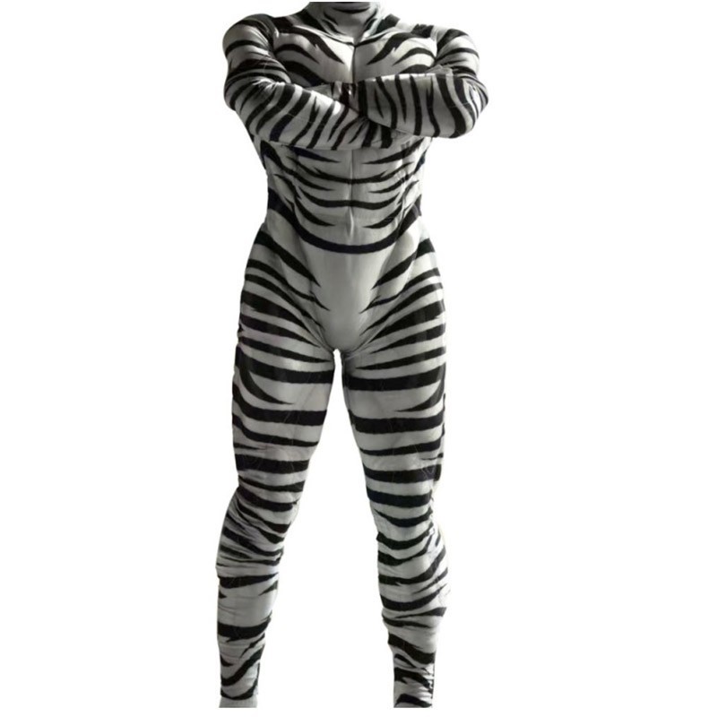 Combinaison moulante à motif zèbre
