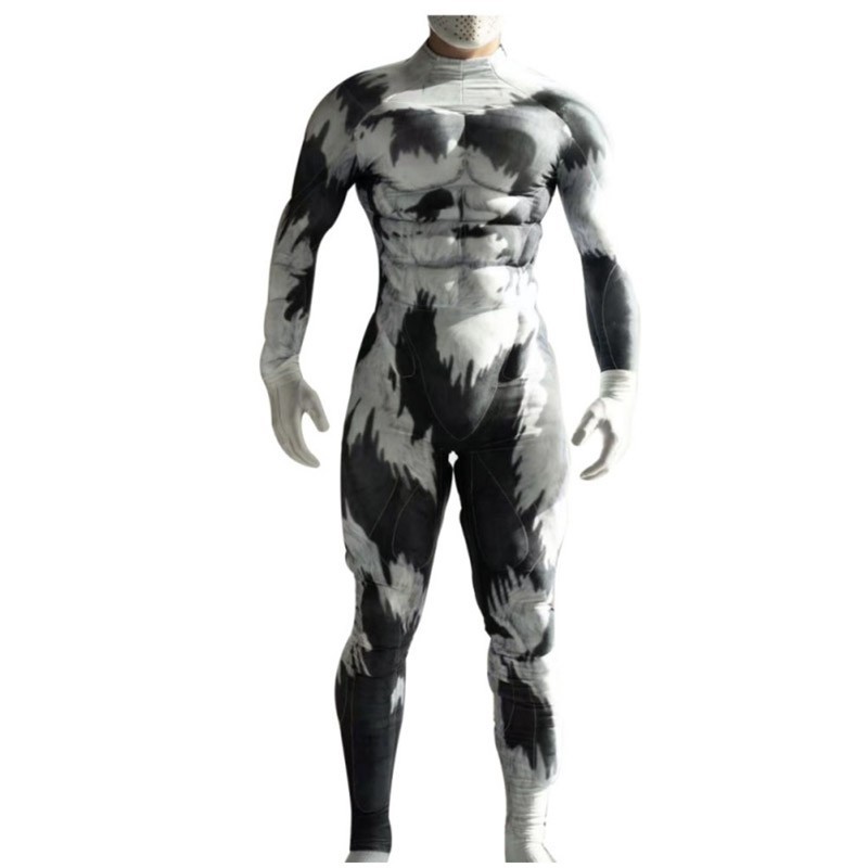 パワフルなアニマル柄マッスルジャンプスーツ