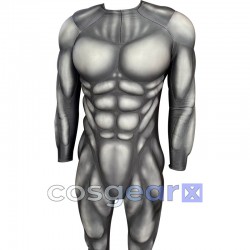 Unisex Gray Muscle Padded Bodysuit